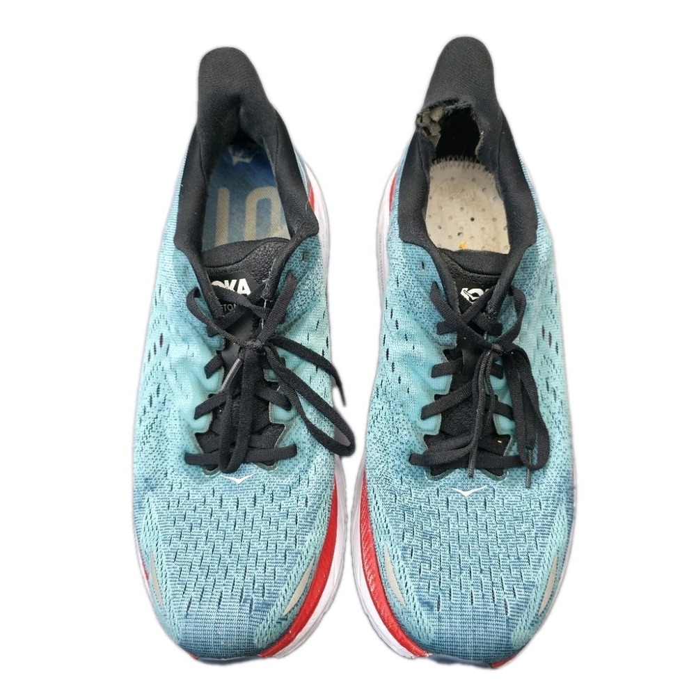Hoka One One Clifton 8 Mens 12.2E‎ 1121374 RTAR Blue Red Running Shoes Sneaker